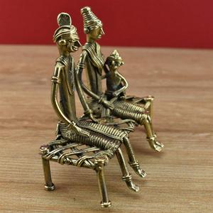 Handmade Brass Dhokra Golden Couple with Baby