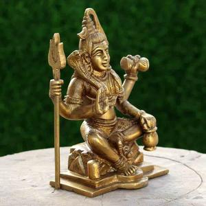 Brass Lord Shiva in Blessing Posture on Tiger